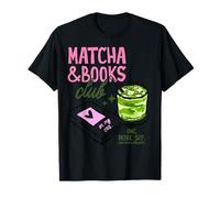 Matcha and Books Girlie Dibujado a Mano Leer Leer Amante de los Libros Camiseta