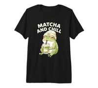 Matcha and Chill Frog Humor Green Bubble Tea Fan Entusiasta Camiseta Premium