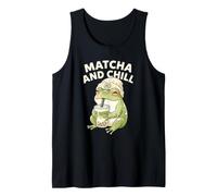 Matcha and Chill Frog Humor Green Bubble Tea Fan Entusiasta Camiseta sin Mangas