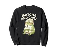 Matcha and Chill Frog Humor Green Bubble Tea Fan Entusiasta Sudadera