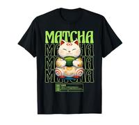 Matcha Cat Kawaii Japonés Otaku Anime Té Verde Estética Camiseta