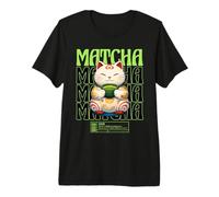 Matcha Cat Kawaii Japonés Otaku Anime Té Verde Estética Camiseta Premium