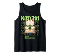 Matcha Cat Kawaii Japonés Otaku Anime Té Verde Estética Camiseta sin Mangas