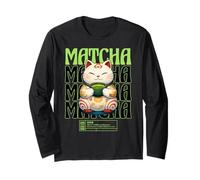 Matcha Cat Kawaii Japonés Otaku Anime Té Verde Estética Manga Larga