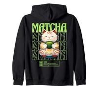 Matcha Cat Kawaii Japonés Otaku Anime Té Verde Estética Sudadera con Capucha