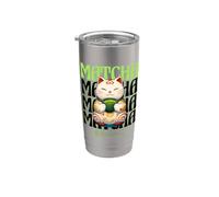 Matcha Cat Kawaii Japonés Otaku Anime Té Verde Estética Vaso térmico de acero inoxidable de doble pared