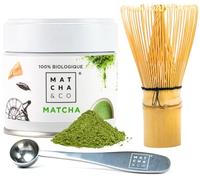 Matcha & CO Set de Té Matcha de Iniciación. Matcha Kit con Matcha Original, Cuchara medidora y Batidor de bambú. Matcha de Grado Ceremonial 100% Ecológico