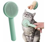 Matcha Green - Cepillo de aseo para mascotas autolimpiante para perros y gatos, herramienta profesional de acero inoxidable con eliminación de pelo con un solo clic, reduce eficazmente el pelo muerto