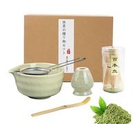 Matcha Kit, 5 piezas Kit Matcha Completo con Batidor de Matcha de Bambú, Cuchara, Tazón y Soporte Para Batidor, Colador de Acero Inoxidable, Regalo Ideal Para Los Amantes del Matcha