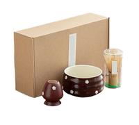Matcha Kit Ceramic Matcha Bowl Set Brushd Tea Table Accessories(Red)