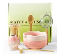 Matcha Kit, Juego de 7 Utensilios Te Matcha, Bambu Whisk Matcha, Colador, Cuchara para Matcha, Cuchara de Bambú, Soporte Chasen, Soporte de Cerámica - Ceremonia Tradicional Japonesa Del Té