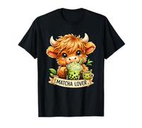 Matcha Lover Highland Cow | Diseño de té Boba Verde Kawaii Camiseta