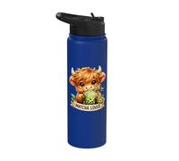 Matcha Lover Highland Cow | Diseño de té Boba verde kawaii Stainless Steel Insulated Water Bottle