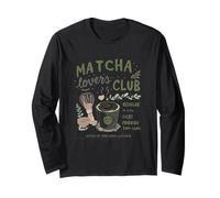 Matcha Lovers Club, Cute Matcha Latte & Whisk for Tea Fans Manga Larga