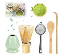 Matcha Set de 5 piezas Matcha Tea, Escoba Matcha Incluyendo el Whisk Matcha, Colador Matcha, Soporte para Escoba Matcha, Cuchara Matcha de Bambú, Es el mejor regalo para los amantes del matcha