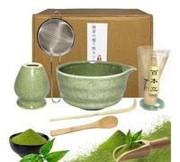 Matcha Set - Juego de escoba Matcha - Tet Matcha de 6 piezas con escoba, cuenco y cuchara - Utensilios de matcha ceremoniales para el hogar y la oficina (verde)