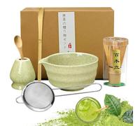 Matcha set,Matcha kit,Kit matcha,Piezas con cuchara de matcha y soporte de cerámica para batidor,Ideal para preparar matcha y ceremonias del té (Verde claro)