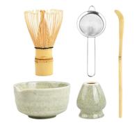 Matcha Set Te Matcha Kit Juego Completo de Ceremonia Matcha Japonés con Batidor Bambu Matcha Porta Batidor Cuenco de Matcha de Cerámica Cuchara de Té para Preparar Matcha Tradicional (verde)