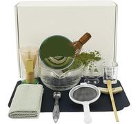 Matcha Whisk And Bowl Tea Set Making Starter Kit with Glass Bowls Cup Holder Sifter Spoon Mat Teaset