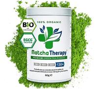 MatchaTherapy 130+ | Té Matcha 100% Ecológico | 60g | Al menos 130 mg/g de contenido de catequina probado EGCG | Apoya el sistema inmune & Nivel de Energia | Grado Premium | Té verde de Japón