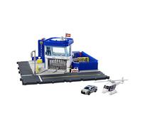 Matchbox Action Drivers Estación de policía Set de Juego con Pistas para Coches de Juguete con Sonidos, Incluye 1 vehículo y 1 helicóptero, +3 años (Mattel HHW22)