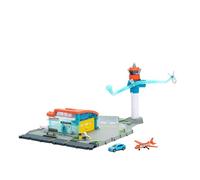Matchbox Aventura en el aeropuerto Conjunto de juego, aeropuerto y coche de juguete con un Audi metálico a escala 1:64, un avión de plástico, funciones de despegue y aterrizaje y almacenamiento,JBW37