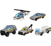 Matchbox Coches, paquete de 5 autos de juguete, camiones y aviones en escala 1:64, embalaje coleccionable del 70 aniversario
