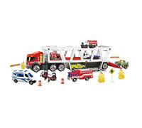 Matchbox Conjunto Camión Temático Fire Rescue Hauler - Coche de Bomberos a Escala 1:64-8 Accesorios - Gran Capacidad - Regalo para Niños de 3+ Años, HHJ12