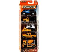 Matchbox Construction Crew - Paquete de 5 [Ram Work Truck, Plow Master 6000, Ground Breaker, 2015 Ram 1500, Cement King] Vehículos de juguete a escala 1:64