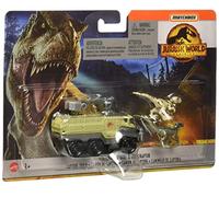 Matchbox Jurassic World Dino Transporter - Vehículo infantil para niños a partir de 3 años, diseño de dinosaurios mini (azul) y Dino Veloz