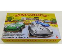 Matchbox - 8 coches metálicos a escala 1:64 que incluye 1 vehículo exclusivo, neumáticos con un buen agarre y un acabado en tono platino, para coleccionistas , HPC03