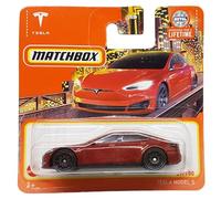 Matchbox - Tesla Model S - MB Metro 89/100 - HVN70 - Short Card - Rojo oscuro - Superfast Lesney - Mattel 2024-1:64