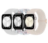 MATCHEASY Correa trenzada Solo Loop compatible con Apple Watch, 38 mm, 40 mm, 41 mm, 42 mm, elástica, para iWatch Series 11/10/9/8/7/SE/6/5/4/3/2 Ultra para mujer y hombre, 3 unidades