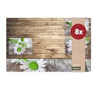 matches21 alfombrillas de mesa individuales (Espacio de 8 unidades blancas Margeriten en imitación de madera plástico lavable 43,5 x 28,5 cm