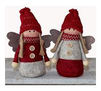 Matches21 - Ángel de Navidad con alas y gorros y botones (fieltro, 2 unidades, 13 cm), color gris y blanco