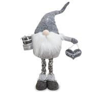 Matches21 - Figura decorativa XXL de duende navideño (70 cm, ideal como decoración navideña para interiores), color gris