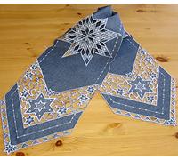matches21 HOME & HOBBY Camino de mesa Selina Star Advent Stick Home Textil Mantel de centro gris oscuro plata poliéster 1 unidad 30 x 160 cm