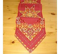 matches21 HOME & HOBBY Camino de mesa Selina Star Advent Stick Home Textil Mantel Rojo Oro Poliéster 1 unidad 30 x 160 cm