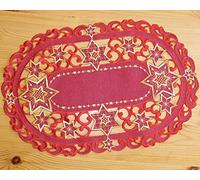 matches21 HOME & HOBBY Camino de mesa Selina Star Advent Stick Home Textil Mantel Rojo Oro Poliéster 1 unidad 30 x 45 cm