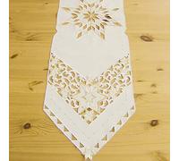 matches21 HOME & HOBBY Camino de mesa Selina Star Advent Stick Home Textiles Centro Mantel Crudo Oro Poliéster 1 unidad 30 x 160 cm