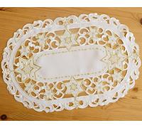matches21 HOME & HOBBY Camino de mesa Selina Star Advent Stick Home Textiles Centro Mantel Crudo Oro Poliéster 1 unidad 30 x 45 cm