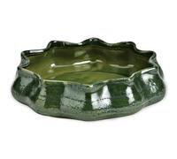 matches21 HOME & HOBBY Cuenco decorativo de gres verde con diseño de ondas, en 25 cm, como bandeja para joyas y bandeja de almacenamiento