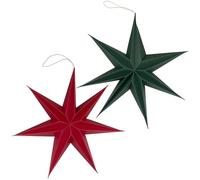 matches21 HOME & HOBBY Decoración navideña con estrellas para colgar, color rojo y verde, juego de 2 unidades - 30 cm de papel para árbol de Navidad