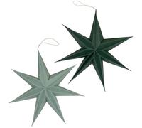 matches21 HOME & HOBBY Decoración navideña con estrellas para colgar, tonos verdes, juego de 2 unidades, papel de 20 cm