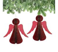 matches21 HOME & HOBBY Decoración navideña de ángeles para colgar, color rojo, juego de 3 - 10 cm de papel para árbol de Navidad