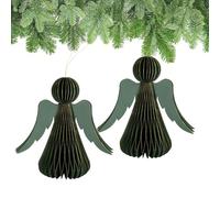 matches21 HOME & HOBBY Decoración navideña de ángeles para colgar, color verde oscuro, juego de 6 - 20 cm de papel para árbol de Navidad