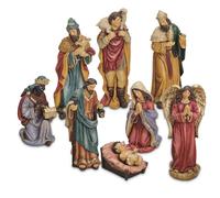 matches21 HOME & HOBBY Figuras de belén de 8 piezas, pintadas a mano, 4 - 15 cm, poli figuras, como accesorio de navidad