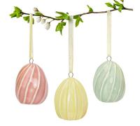 matches21 HOME & HOBBY Huevos de Pascua pequeños de porcelana, juego de 3 unidades, diseño minimalista, 3 x 4 cm, color pastel