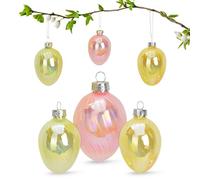 matches21 HOME & HOBBY Juego de 6 huevos de Pascua para colgar, dos tamaños, decoración moderna de Pascua para ventanas y ramas en primavera