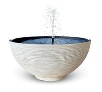 matches21 HOME & HOBBY Juego de fuente solar para exteriores, 45 x 23 cm, cuenco decorativo, color crema y flotante